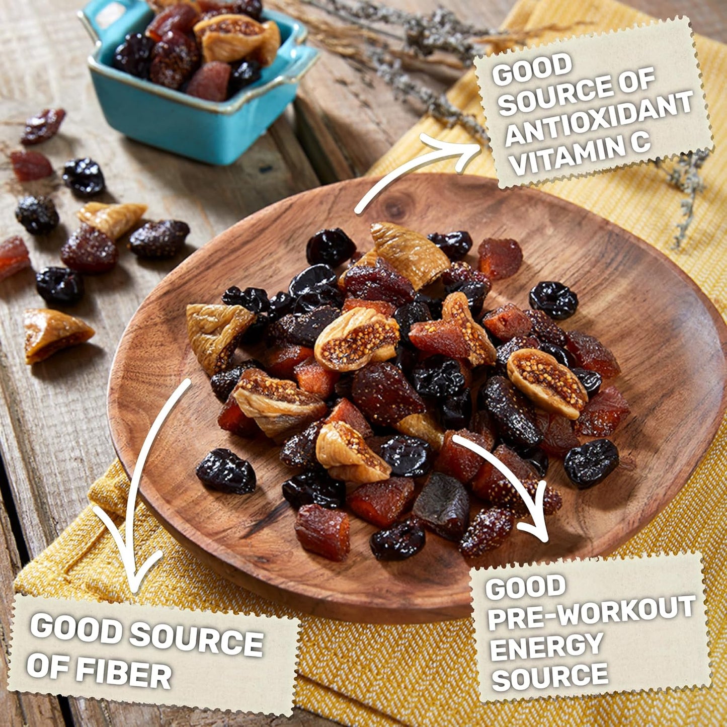 Happy Village Organic Dried Fruit Mix Apricots, Figs, Strawberries & Tart Cherries 20 OZ