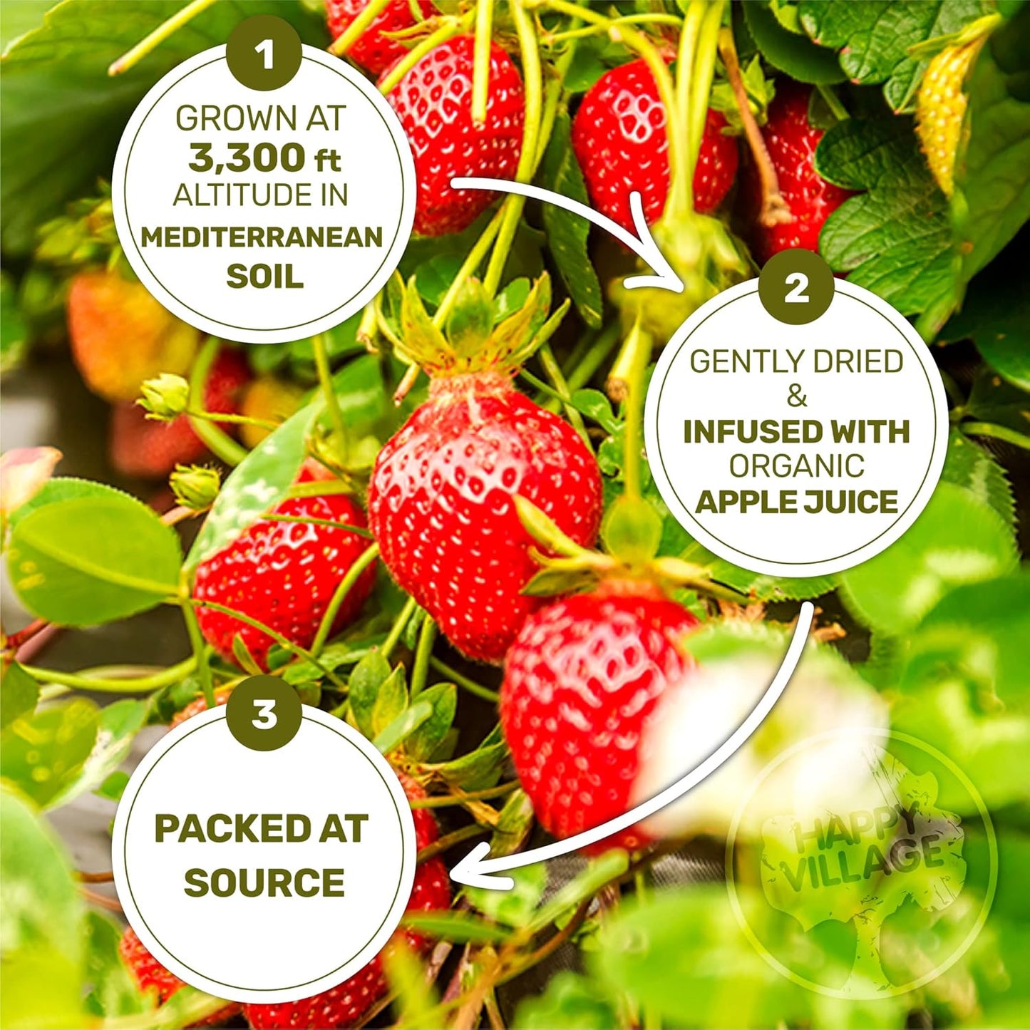 Happy Village Organic Soft Dried Strawberries On the Go 3 Bags