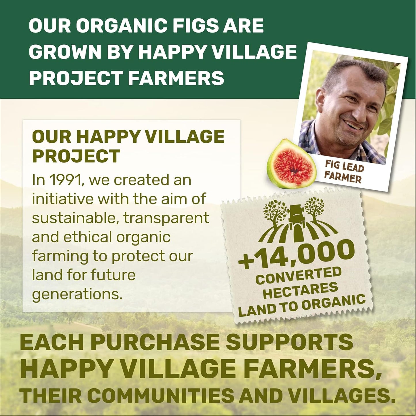 Happy Village Organic Soft Dried Figs On the Go  3 Bags