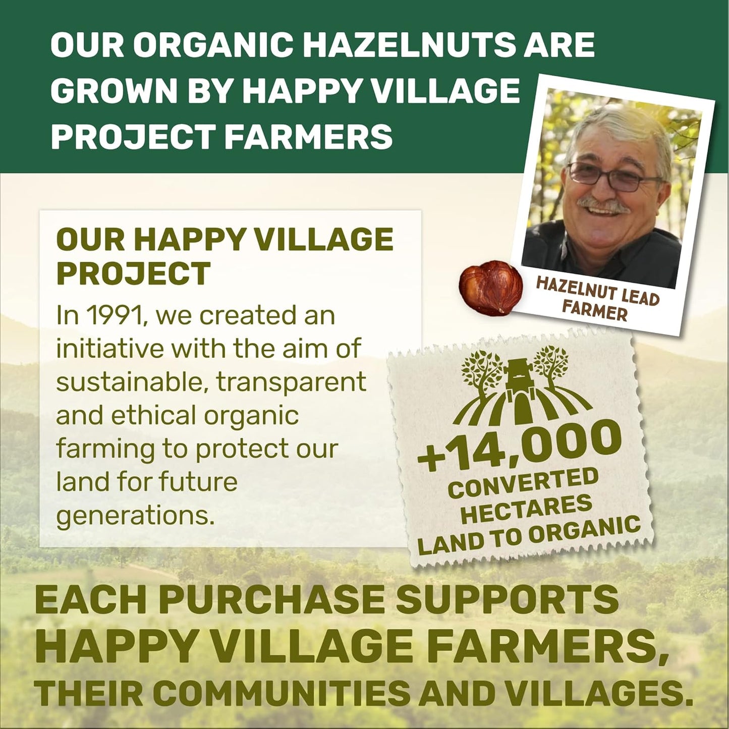 Happy Village Organic Roasted Hazelnuts 16 OZ