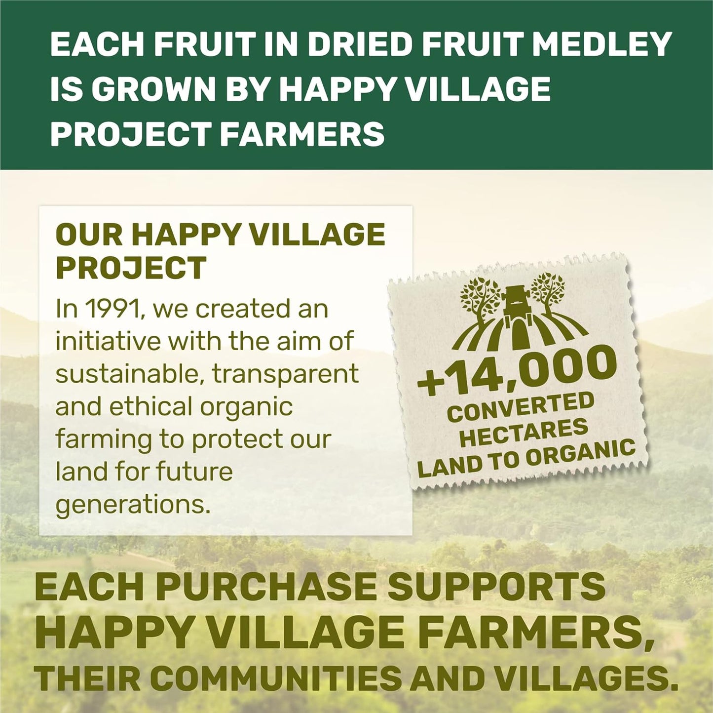 Happy Village Organic Dried Fruit Mix Apricots, Figs, Strawberries & Tart Cherries 18 OZ