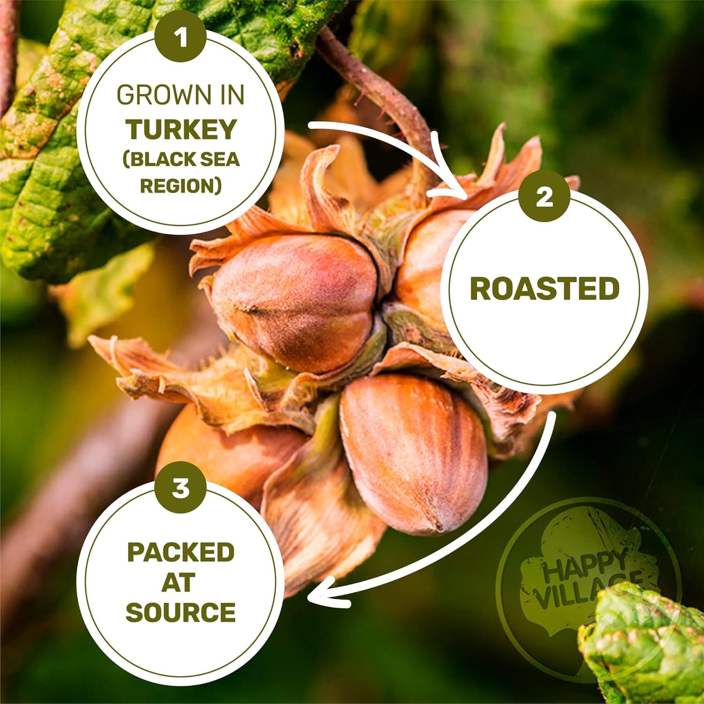 Happy Village Organic Roasted Hazelnuts 16 OZ