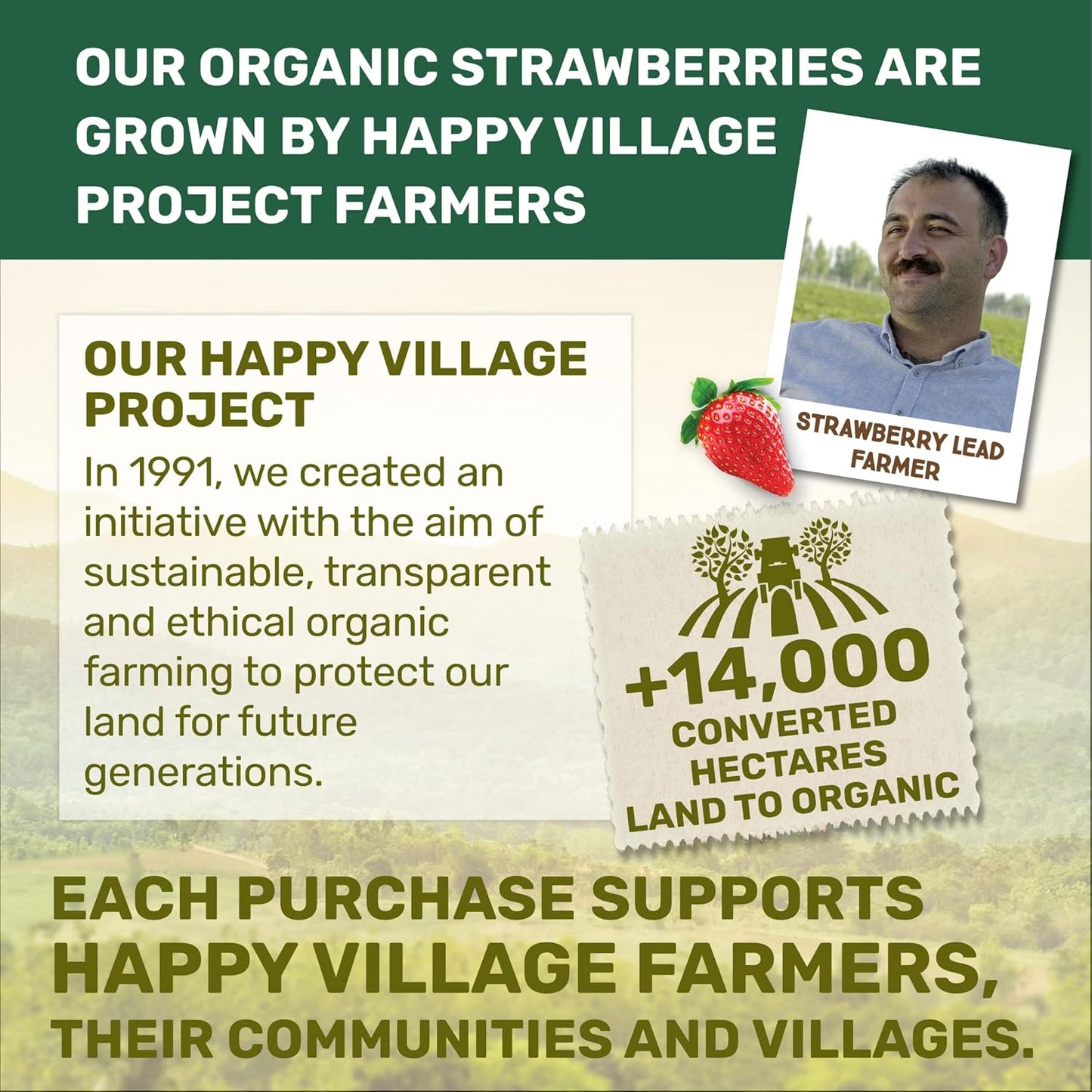 Happy Village Organic Whole Dried Strawberries 18 OZ