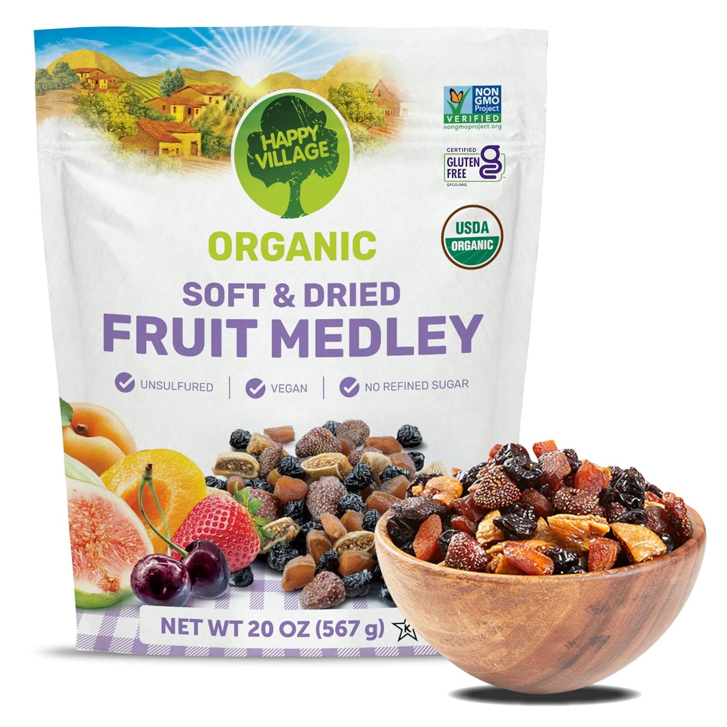 (3 Packs of 6 OZ) - Kosher, Non-GMO, No Refined Sugar, Vegan, Unsulfured Dried Fruit Medley, organic fig,organic apricot, dried  fruit, dried medley, dried apricot