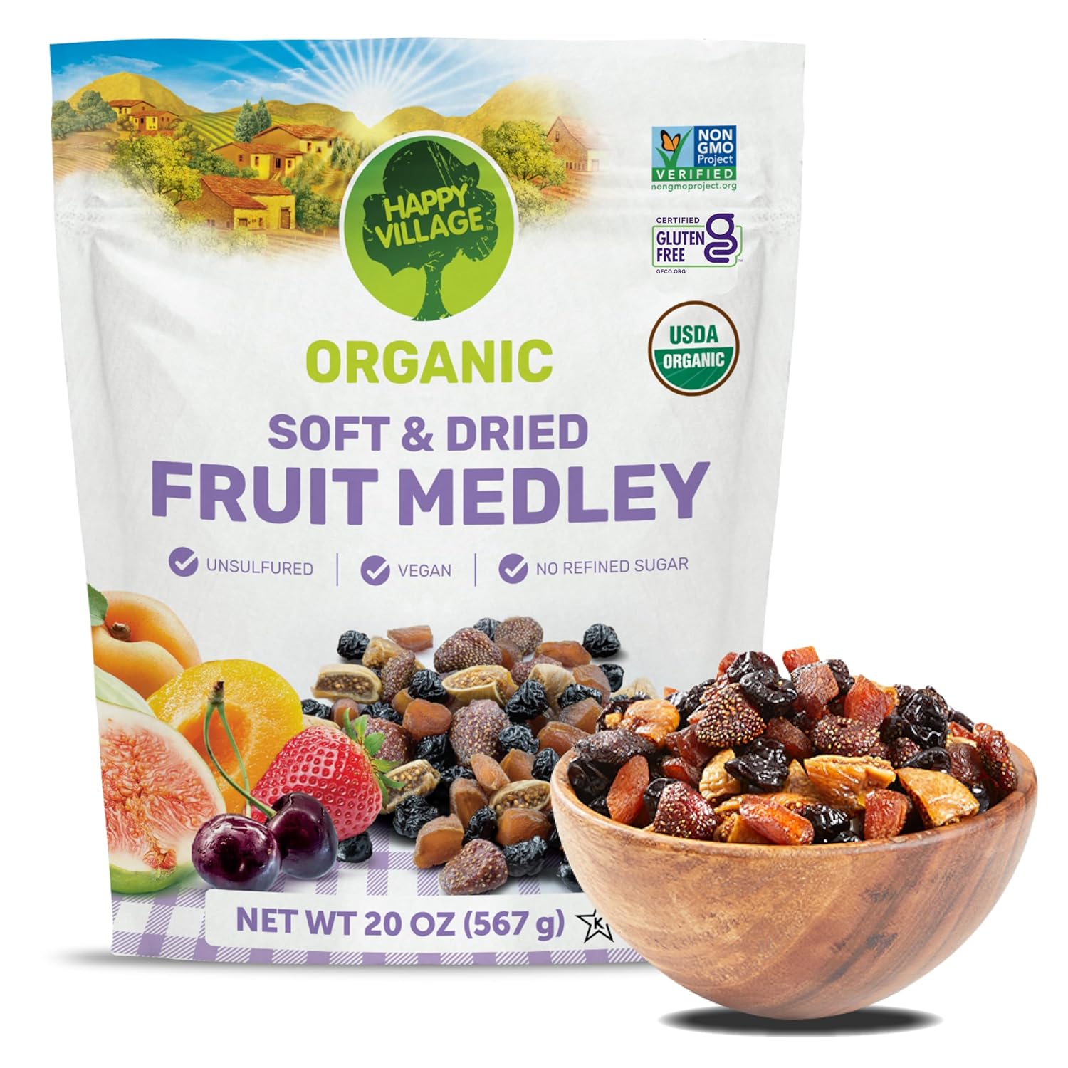 (3 Packs of 6 OZ) - Kosher, Non-GMO, No Refined Sugar, Vegan, Unsulfured Dried Fruit Medley, organic fig,organic apricot, dried  fruit, dried medley, dried apricot