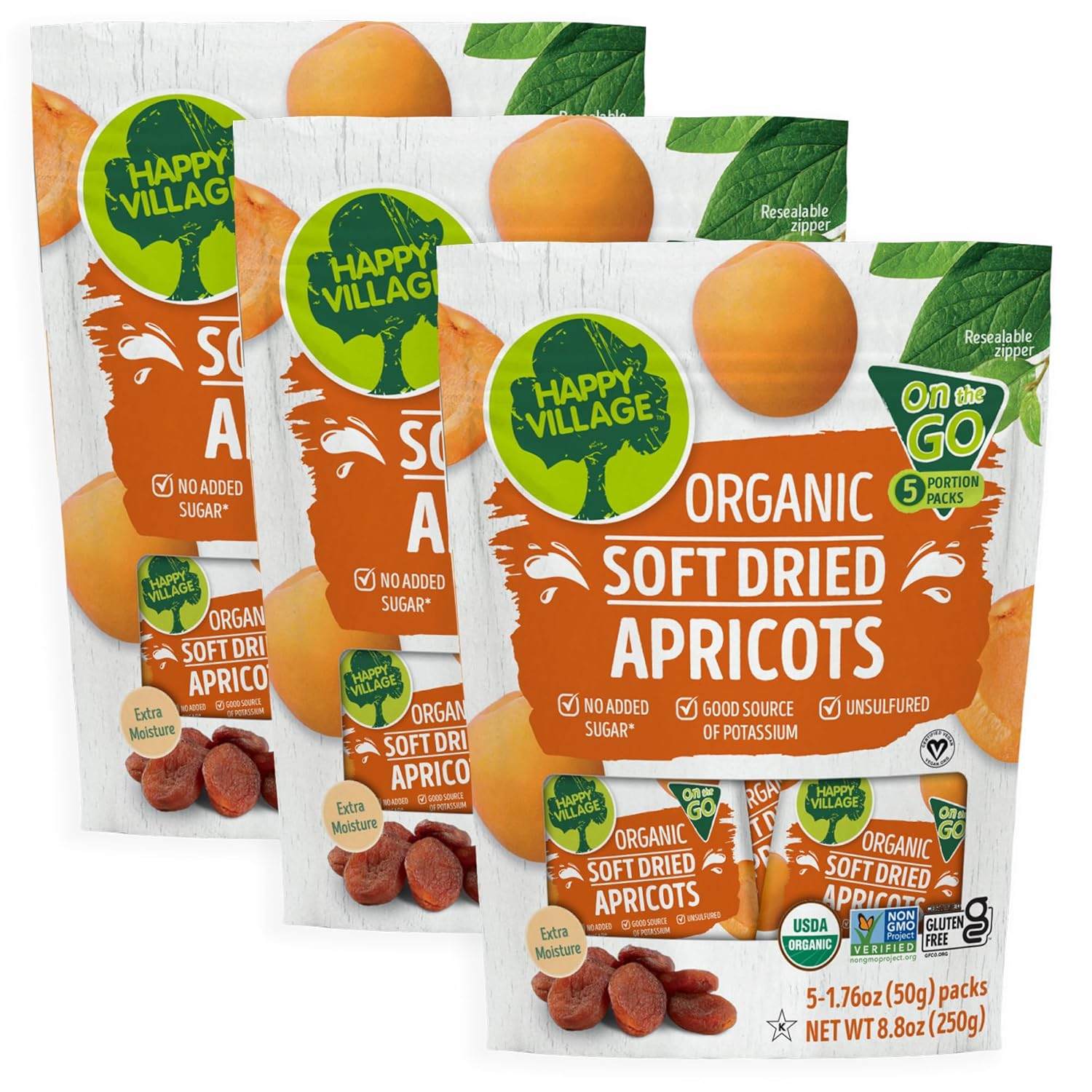 Premium Organic Apricots for Healthy Snacking: Our soft dried apricots are USDA organic, non-GMO, and unsulfured. They’re vegan, kosher, and gluten-free—making them the ideal choice for a clean, wholesome snack.