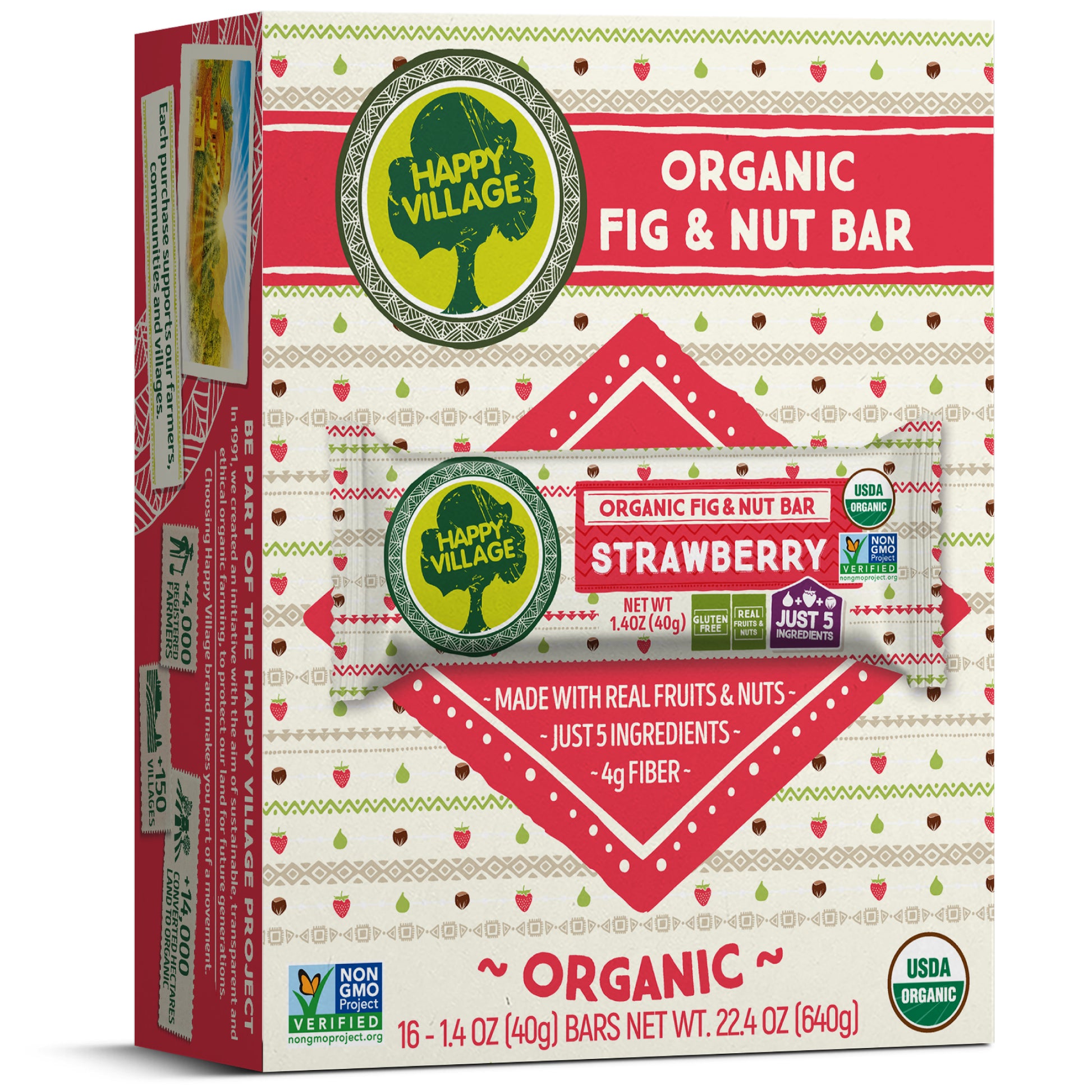happy vilage bar, Organic Healthy Snack Bars, happy village organic bars, happy village fig and nut bars, fruit bars, happy village fruit barsGluten Free, No Refined Sugar, Kosher, Non-GMO, Vegan, Good Source of Fiber, Organic Healthy Snack Bars - 4 bars of Each Flavor