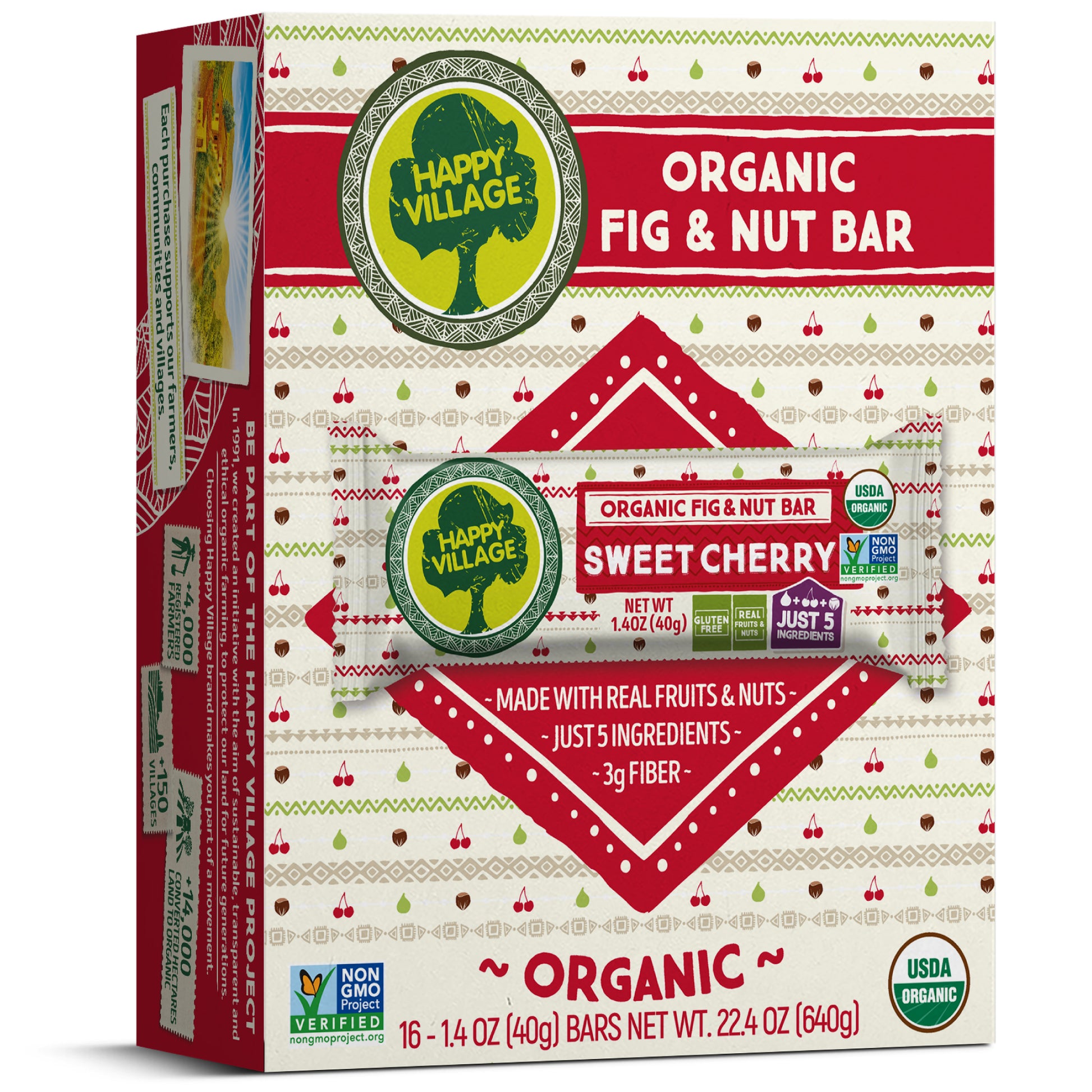 happy vilage bar, Organic Healthy Snack Bars, happy village organic bars, happy village fig and nut bars, fruit bars, happy village fruit barsGluten Free, No Refined Sugar, Kosher, Non-GMO, Vegan, Good Source of Fiber, Organic Healthy Snack Bars - 4 bars of Each Flavor