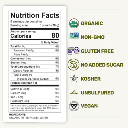 Happy Village Organic Soft Dried Prunes (Plums) On the Go 3 Bags