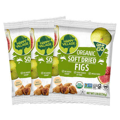 Happy Village Organic Soft Dried Figs On the Go  3 Bags