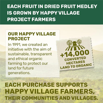 Happy Village Organic Dried Fruit Mix Apricots, Figs, Strawberries & Tart Cherries 20 OZ