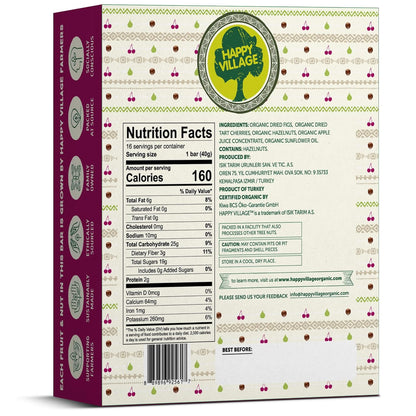 Happy Village Organic Fruit & Nut Bar, TART CHERRY Bar  (16 bars, 1.4 OZ each)