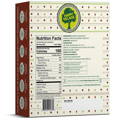 Happy Village Organic Fig & Nut Bars, DATE  (16 bars, 1.4 OZ each)