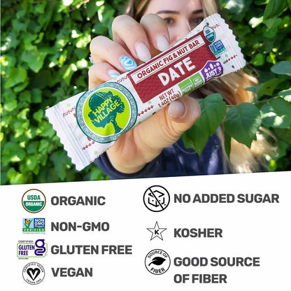 Happy Village Organic Fig & Nut Bars, DATE  (16 bars, 1.4 OZ each)