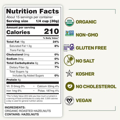 Happy Village Organic Roasted Hazelnuts 16 OZ