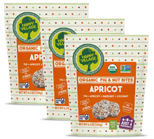 Happy Village Organic Fig & Apricot Energy Bites with Hazelnut & Coconut, 3 Packs of 4.2 oz (120g) Each – Vegan, Gluten Free, No Added Sugar, Non-GMO, Clean Snack Balls, High Fiber Fruit & Nut Snacks