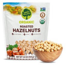happy village hazelnut,happy village roasted hazelnut, nut,Resealable Bag, Roasted and Unsalted, USDA Organic, Non-GMO, Kosher, Vegan, Gluten-Free Filbert Nuts, No Added Oil or Preservatives
