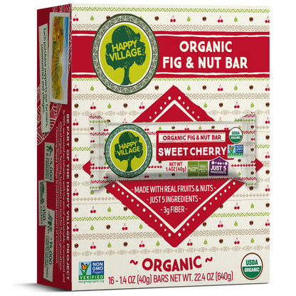 happy vilage bar, Organic Healthy Snack Bars, happy village organic bars, happy village fig and nut bars, fruit bars, happy village fruit barsGluten Free, No Refined Sugar, Kosher, Non-GMO, Vegan, Good Source of Fiber, Organic Healthy Snack Bars - 4 bars of Each Flavor