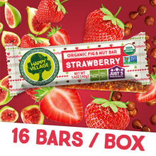 Happy Village Organic Fruit & Nut Bars, STRAWBERRY (16 bars, 1.4 OZ each)